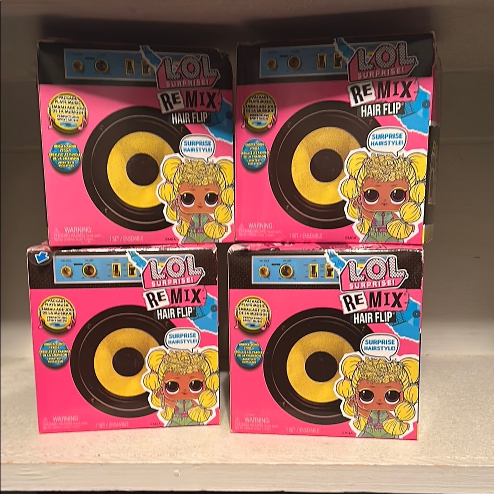 L.O.L. Surprise! Remix Hair Flip Toy - Pink and Yellow set of FOUR!!!